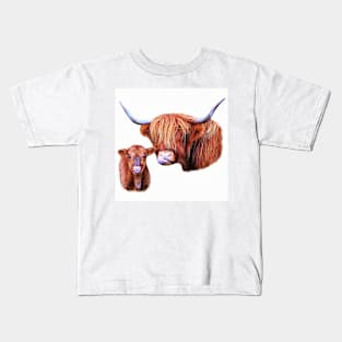 Highland Cow and Calf Kids T-Shirt